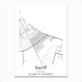 Bacliff,United States Minimalist Map 1 Canvas Print