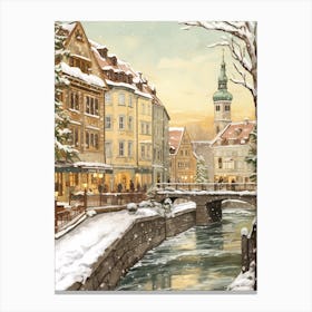 Vintage Winter Illustration Munich Germany 6 Canvas Print