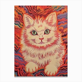 Louis Wain, Kaleidoscope Cat Pink Canvas Print