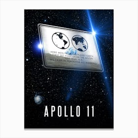 Apollo 11 metal plaque, 3D — Space poster, science print, space wall decor, space art, science gifts, nerdy gifts Canvas Print