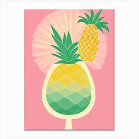 Pineapple Margarita Retro Pink Cocktail Poster Canvas Print
