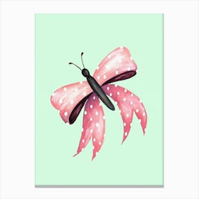 Pink Bow And Butterfly Canvas Print