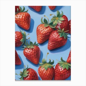 Strawberries On Light Blue Bacground Art Print Canvas Print