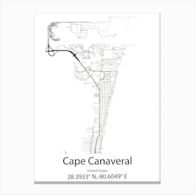 Cape Canaveral,United States Minimalist Map 1 Canvas Print