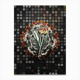 Vintage Knysna Lily Flower Wreath on Dot Bokeh Pattern Canvas Print
