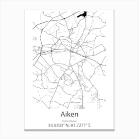 Aiken,United States Minimalist Map Canvas Print