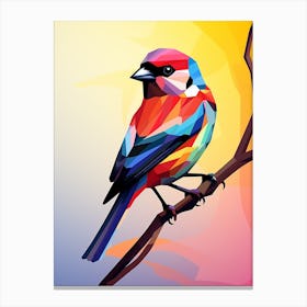 Colourful Geometric Bird Finch 2 Canvas Print