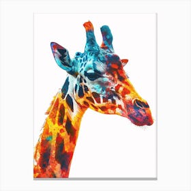 Giraffe Colourful Watercolour Face Portrait 3 Canvas Print