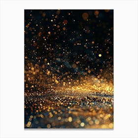 Gold Sparkles On Black Background Canvas Print
