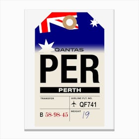 Perth (PER) Australia Vintage Airline Luggage Tag Canvas Print