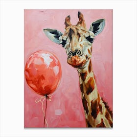 Cute Giraffe 2 With Balloon Canvas Print