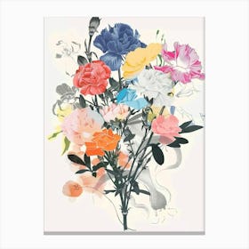 Carnation 4 Collage Flower Bouquet Canvas Print