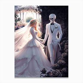 Beauty and the Skeleton Wedding Art Print #1 Canvas Print