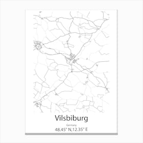 Vilsbiburg,Germany Minimalist Map Canvas Print