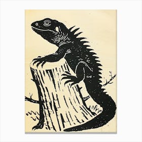 Lizard In The Woods Bold Block 3 Canvas Print