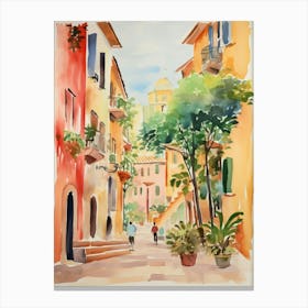 Rome, Italy Watercolour Streets 1 Canvas Print