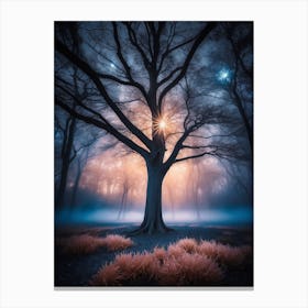 Tree In The Fog Print Canvas Print