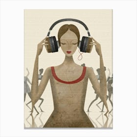 Woman Listening To Music 10 Canvas Print