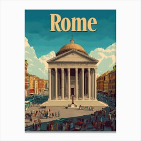 Aihrgdesign A Retro Travel Poster For Rome 2 Canvas Print