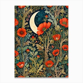 William Morris Moon And Poppies 1 Canvas Print