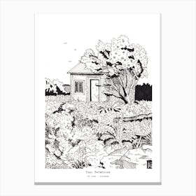 Tiny Farmhouse Dilinh Vietnam Pen Ink Illustration Canvas Print