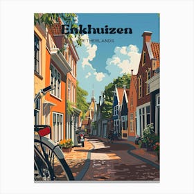 Enkhuizen Netherlands Street Digital Travel Illustration Canvas Print