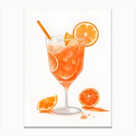 Aperol With Ice And Orange Watercolor Vertical Composition 48 Canvas Print