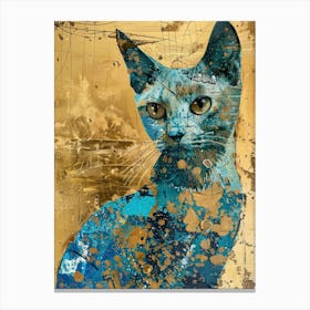 Cat Gold Effect Collage 4 Canvas Print