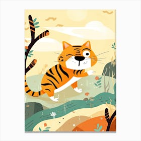 Tiger Jungle Cartoon Illustration 2 Canvas Print