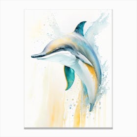 Short Beaked Common Dolphin Storybook Watercolour  (2) Canvas Print