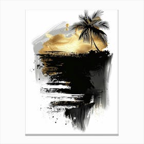 Black And Gold Palm Tree Canvas Print