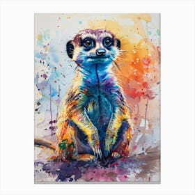 Meerkat Colourful Watercolour 4 Canvas Print
