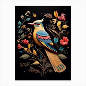 Folk Bird Illustration Cedar Waxwing 2 Canvas Print