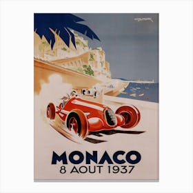 Vintage Monaco 8 Aout 1937 Canvas Print