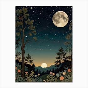 Night In The Woods Style William Morris Art Print 2 Canvas Print