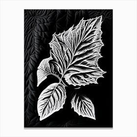 Raspberry Leaf Linocut 5 Canvas Print