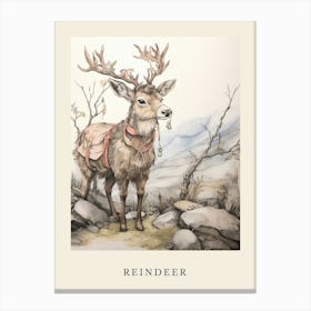 Beatrix Potter Inspired  Animal Watercolour Reindeer 1 Canvas Print