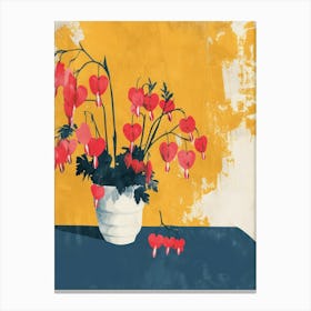 Bleeding Heart Flowers On A Table   Contemporary Illustration 4 Canvas Print