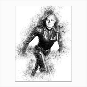 Captain Marvel Pencil Portrait Canvas Print