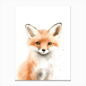 Baby Fox Watercolour Nursery 4 Canvas Print