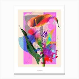 Calla Lily 3 Neon Flower Collage Poster Canvas Print