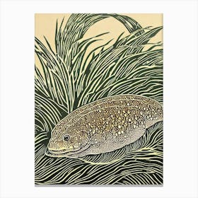 Japanese Giant Salamander Linocut Canvas Print