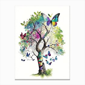 Butterfly In Tree Decoupage 2 Canvas Print