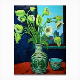 Flowers In A Vase Still Life Painting Aconitum 2 Canvas Print