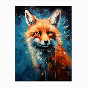 Red Fox Canvas Splat Painting 1 Canvas Print