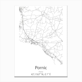 Pornic,France Minimalist Map Canvas Print