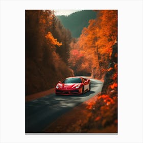 Red Ferrari Racing Car Canvas Print
