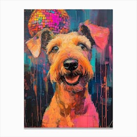 Terrier With Disco Ball 2 Canvas Print