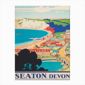 Seaton Devon England Vintage Travel Poster Canvas Print