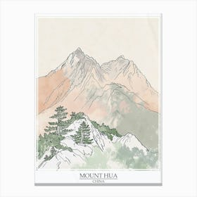 Mount Hua China Color Line Drawing 8 Poster Canvas Print